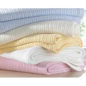 100% Cotton Cellular Baby Blanket in White
