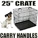 25" Folding Black Metal Dog Cage, Crate, Carrier - Epoxy Coated Anti Rust Frame and Tray - By Kingdom of Fun