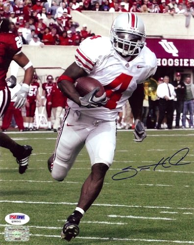 Santonio Holmes Autographed/Hand Signed 8x10 Photo Ohio State #3 PSA/DNA
