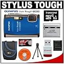 Olympus Stylus TOUGH-6000 Shockproof & Waterproof Digital Camera (Blue) + 8GB microSD Card with Reader + Spare Li-50B Battery + Case + Cameta Bonus Accessory Kit