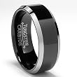 8MM Flat Top Two Tone Black Tungsten Ring Wedding Band Sizes 5 to 15