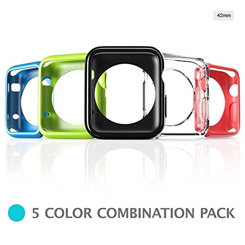 ClockChoice Apple Watch Protective and Bumper Cases | 5 Colorful Combination of Thin, Soft and Light Covers for 42mm iWatch | Match Your Daily Outfit and Mood | Easy to Install and Perfect Gift Idea