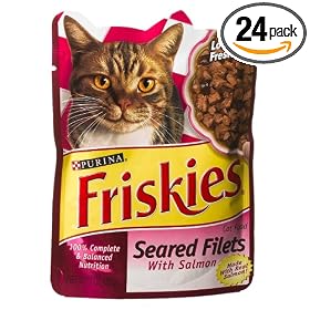 Friskies Cat Food Seared Filets With Salmon, 3-Ounce Pouches (Pack of 24)