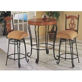 Metal And Wood Bar Table And Chair Set by 