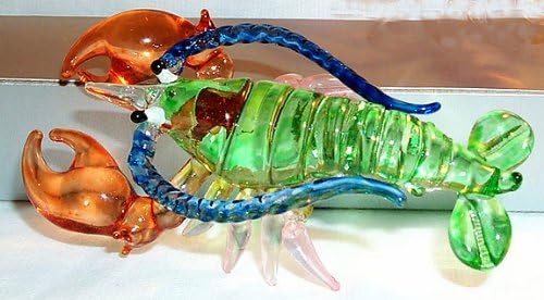 Crawfish Large Crayfish Green Art Glass Figurine