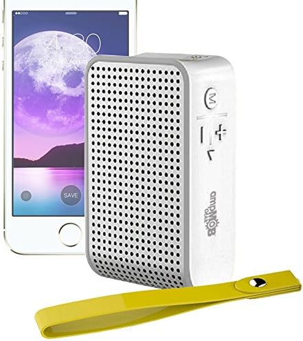 Portable Bluetooth Speaker - Wireless, Compact &amp; Rechargeable Mini Speaker System by ampmob gear - High Quality Sound with Built-in Microphone-Use with iPhone, iPad, Samsung Galaxy &amp; More White/Silver