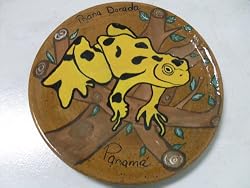 Decorative Plate Saucer with Hand-painted Panamanian Golden Frog