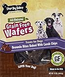 Three Dog Bakery Grain Free Wafer Baked Dog Treat, Brownie Bites with Carob Chips, 13 oz
