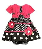 Bonnie Jean Baby/INFANT 12M-24M 3-Piece FUCHSIA-PINK BLACK WHITE TIERED TRIPLE DOT PRINT Special Occasion Party Dress/Sweater Set