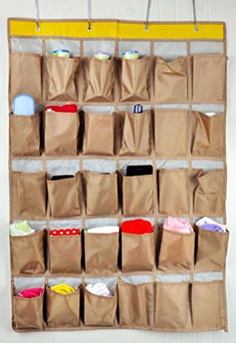 Arrebol Waterproof Oxford Fabric Over The Door Hanging Organizer with 30 Pockets and 4 Hooks (kahki)