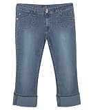 Plus Size Medium Wash Cuffed Capri