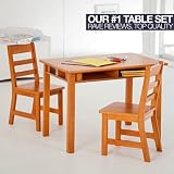 Lipper International Childs Rectangular Table With Shelves And Two Chairs - Espresso
