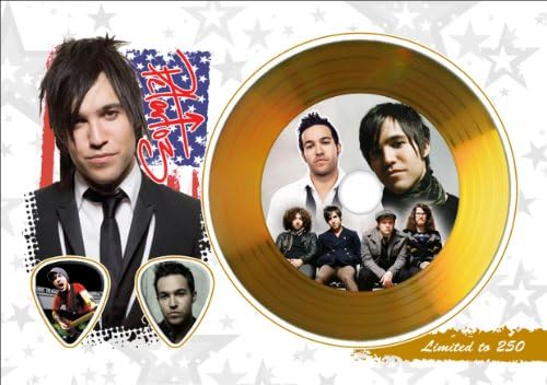 Pete Wentz Fall Out Boy Gold Disc Display With Guitar Picks