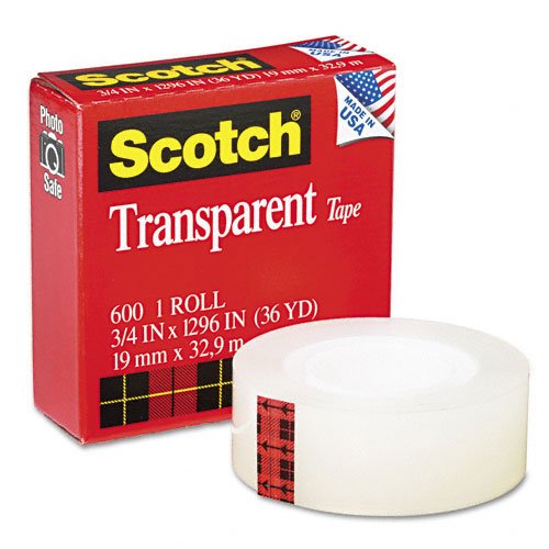Scotch Products - Scotch - Transparent Glossy Tape, 3/4 x 1296, 1 Core, Clear - Sold As 1 Roll - Excellent holding power and instant adhesion. - Long aging; stain- and moisture-resistant. - Ideal for label protection and multi-purpose se