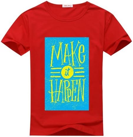 Funny Saying Mens T Shirts Typography Make It Happen M Red