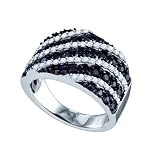 10K White Gold 1 1/4 ct. Black and White Diamond Fashion Band