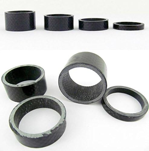 Qianqsun 1set CARBON FIBER HEADSET 5,10,15,20mm Spacers kit 1 1/8" For Stem Road BIKE MTB 4pcs Set