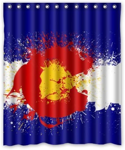 60"(w) x 72"(h) Colorado State Flag Pattern 100% Polyester Bathroom Shower Curtain Shower Rings Included