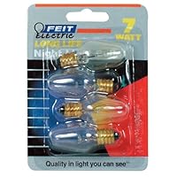 Feit Electric BP7C7/4 7-Watt Clear Night Light Bulb, 4 Pack
