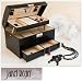 Janet Reger Ladies Designer Crocodile Effect 3 Tier Jewellery Box Chest With Key Black