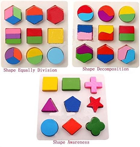 Montessori Teaching Aids Puzzle Wooden Toy Geometry Shape Recognition Division Plate Multicolour Graphic Board Oyuncak