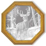 Decorative Framed Mirror Wall Decor With Deer Etched Mirror - Deer Decor - Unique Deer Gift Ideas - Ready To Hang - 20 octagon