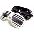 2 STP�CK 2 STRIPS ATZEN PARTY BRILLE SONNENBRILLE SCHWARZ / WEISS