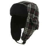 Polyester Plaid Trooper Hat - Navy W28S57B