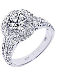 IGI Certified 2.15 Carat D/SI2 Natural Round Good Cut Diamond Engagement Ring Halo Set Design 18K White Gold