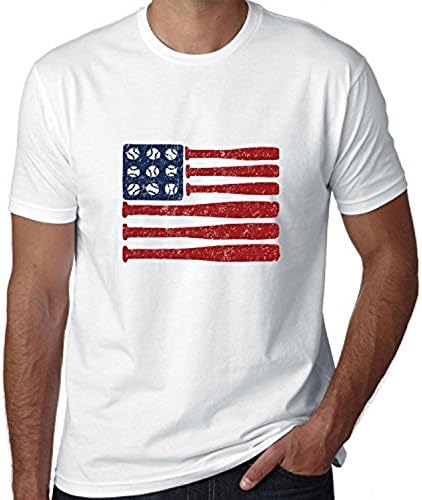 Baseball American Flag - Baseball Bats &amp; Ball Red White &amp; Blue Men39;s T-Shirt Large