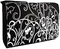 Black & White Fleur 15.4 inch Laptop Padded Compartment Shoulder Messenger Bag for K-Cliffs Lifestyle
