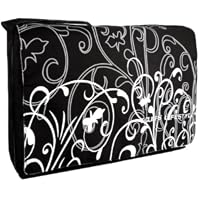 Black & White Fleur 15.4 inch Laptop Padded Compartment Shoulder Messenger Bag for K-Cliffs Lifestyle