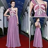IMAGE OF Women's One Shoulder Beaded Formal Gown Prom Dress with Drape Detail, 38864