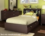 Twin Size Mates Bed with Bookcase Headboard in Chocolate Finish