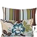 Kona Blend Collection - Designer Outdoor Decorative Throw Pillow Lumbar Cover - Tropical Flowers and Stripes - Blue, Brown, Off White and Green Hues - 1 Cover, 2 Looks
