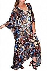 Bateau Neck Chiffon/Polyester Jeweled Goddess General Print Dolman  Dress