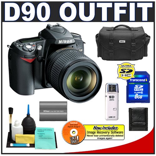Nikon D90 Digital SLR Camera with 18-105mm AF-S DX VR Nikkor Lens [Outfit] + 8GB Card + EN-EL3e Battery + Case + Cameta Bonus Accessory Kit