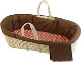 Tadpoles Cotton Pintuck Moses Basket Set, Brown