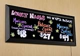 LED Illuminated Message Board with 8 Neon Liquid Chalk Markers, 13 Illumination Settings - Black 42 by 18