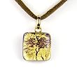 Handmade Murano Glass Pendant - Square S Gold/Brown Style1