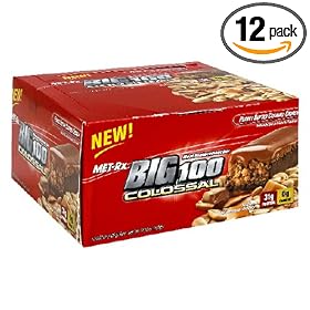Met-Rx Big 100 Colossal Meal Replacement Bar, Peanut Butter Caramel Crunch, 3.52-Ounce Bars (Pack of 12)