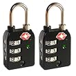 Leovar UltraLock 300 3stelliges Hochsicherheits- TSA- Gep�ckschloss mit SearchCheck- Indikator - Schwarz Doppelpack