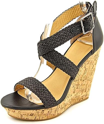 Charlotte Russe Scuzzy Women US 7 Black Wedge Sandal