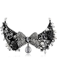 Betsey Johnson "Iconic Jet Setters" Bow and Gem Mesh Necklace, 17"