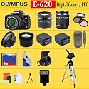 Olympus E-system E-620 SLR Digital Camera with 14-42mm & 40-150mm Zoom Lenses(includes Manufacturer's Supplied Accessories) + Huge Accessories Package Including Wide Angle Macro Lens + 2x Telephoto + 3 Pc Filter Kit + 8gb Compact=