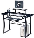 Black GLASS COMPUTER DESK by Piranha Trading Ltd with FREE EXPEDITED DELIVERY (PC32)