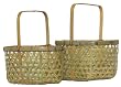 Natural Hand Woven Split Bamboo Nested Oval Baskets Set of Two - Large=13" x 11.5" x 9"