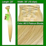 20″ Inch #613 Platinum Blonde Pro Extensions Human Hair Extensions