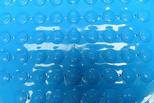 Bathtub Soft Bead Mat Anti-slip Bath Mat - High Quality 100% PVC - Anti Bacterial &amp; Mildew Resistant - Bath Rug with Suction Cups, 38x71 Cm, 15" X 28" (Blue)