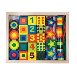 Melissa & Doug Deluxe Wooden 27-Piece Lacing Beads in a Box